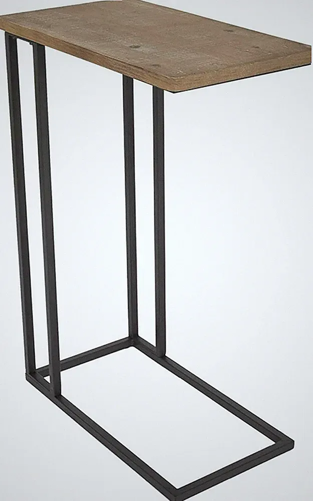 Ritesune C Shaped End Table for Sofa Couch and Bed, Rustic Brown 26"
