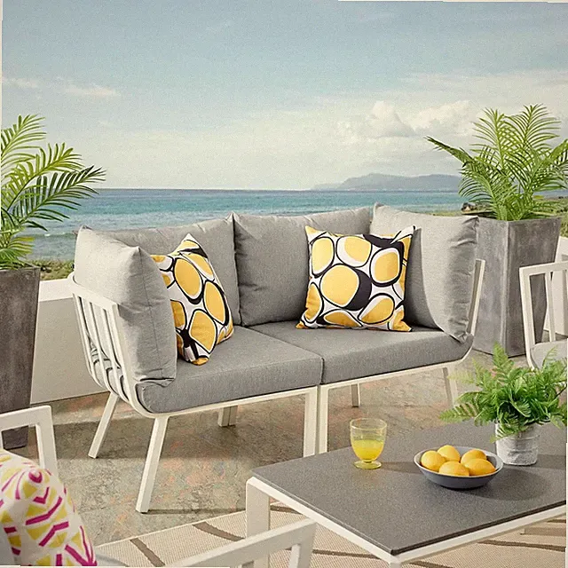 Riverside Outdoor Furniture, 2-Piece Set, White Gray