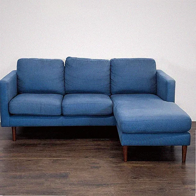 Rivet Revolve Blue Sectional Sofa with Right Chaise - Modern Design