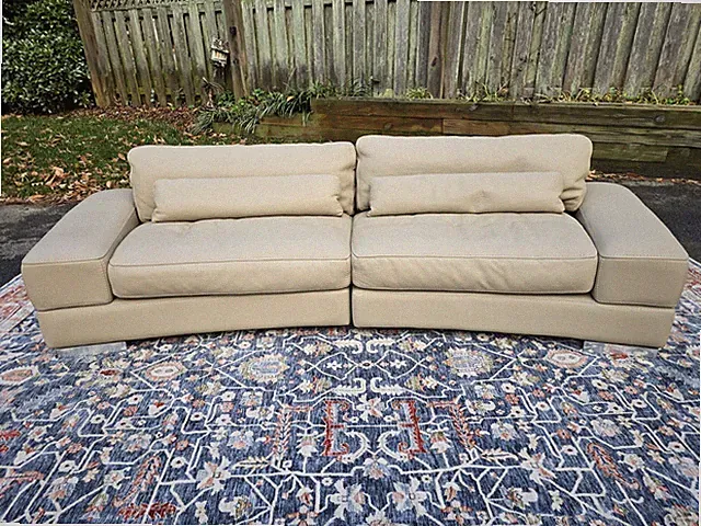 💥 Roche Bobois CURVED 2 Pc Modular Sectional Sofa FULL GRAIN LEATHER TAN/BEIGE