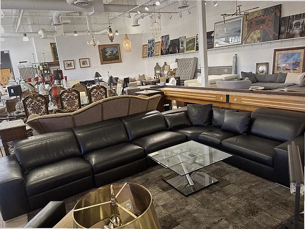 Roche Bobois moving leather sectional sofa