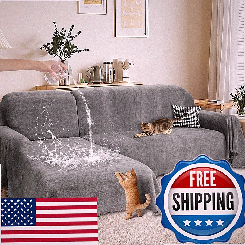 Rofasvco 1Oo Waterproof Sectional Couch Covers For Dogs Chenille L Shape Sofa