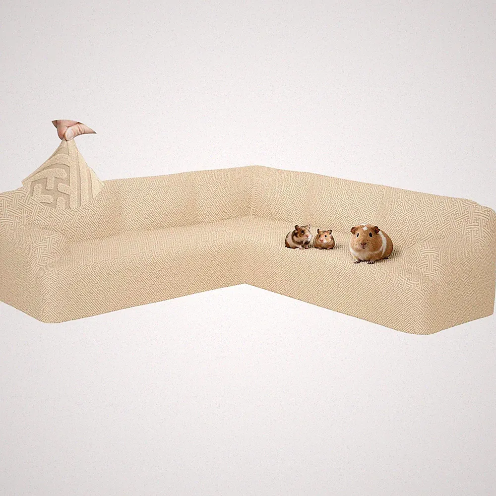 ROFASVCO L Shape Sectional Couch Cover Medium Beige Non Slip Washable