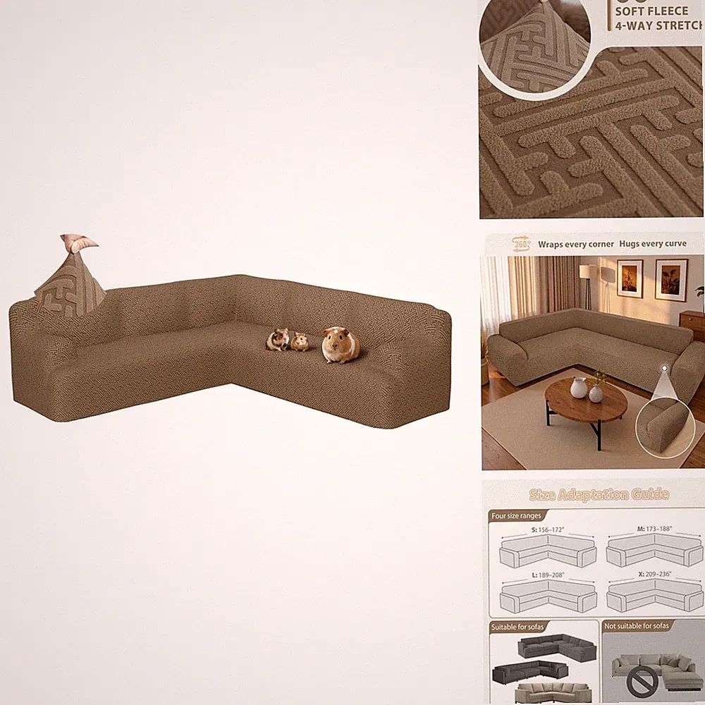 ROFASVCO L Shape Sectional Couch Cover Small Taupe