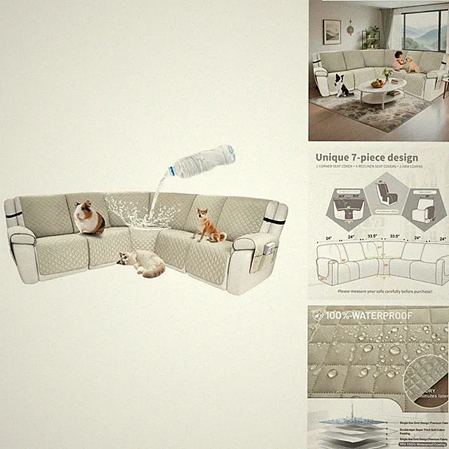 ROFASVCO Waterproof Sectional Reclining Couch Covers L Shaped Recliner