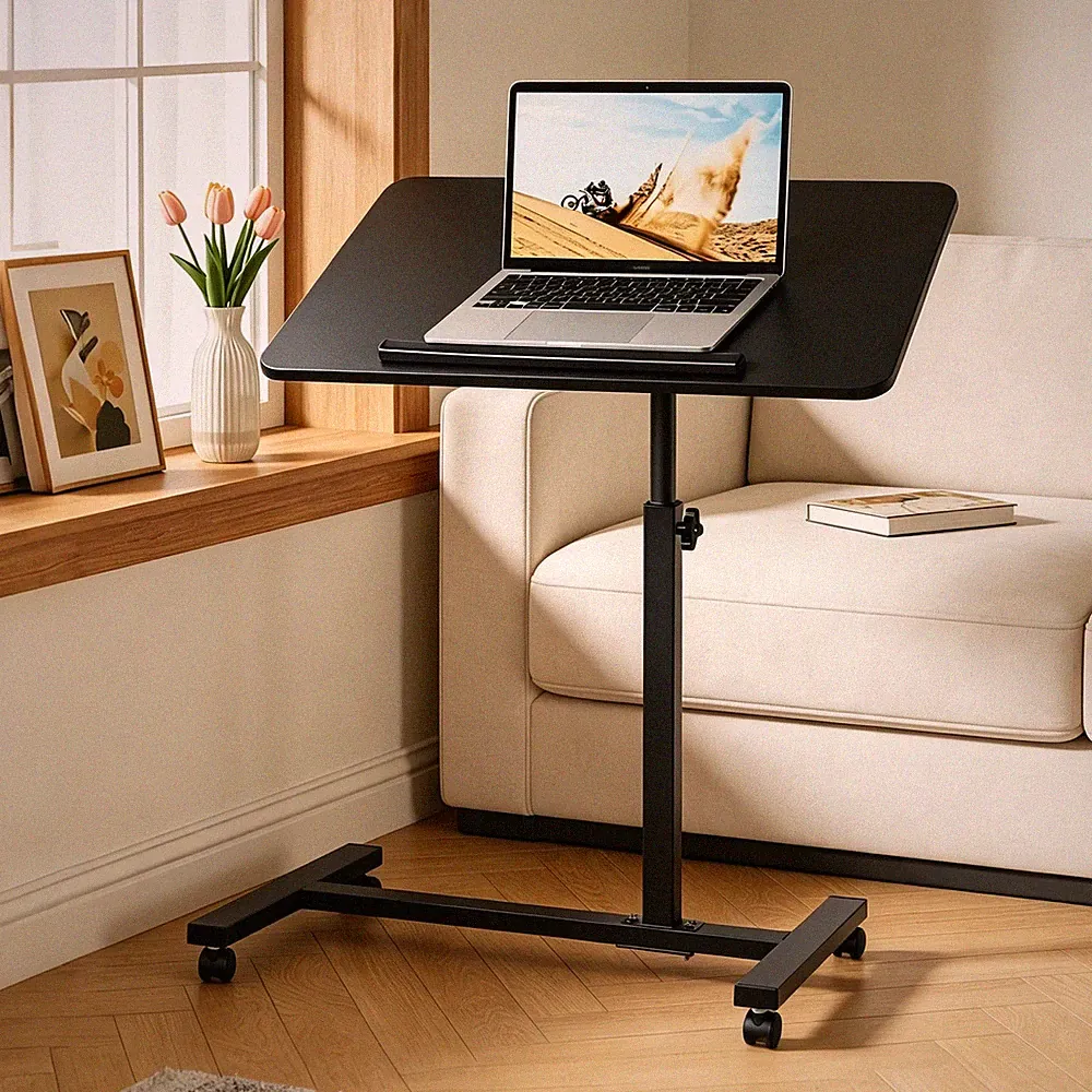 Rolling End Table Overbed Bedside Table Sofa Table Laptop Tabe Height Adjustment