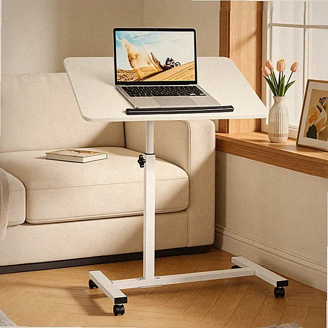Rolling End Table Overbed Bedside Table Sofa Table Laptop Tabe Height Adjustment