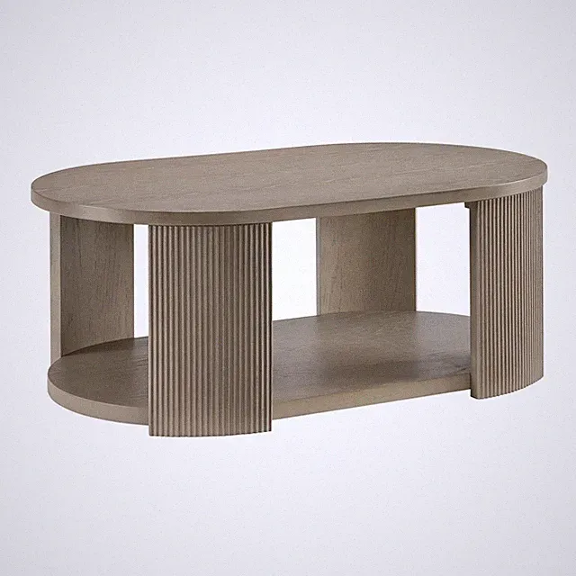 ROME + OAK Euclid Coffee Table, Rustic Wood Living Room Centerpiece, Beige