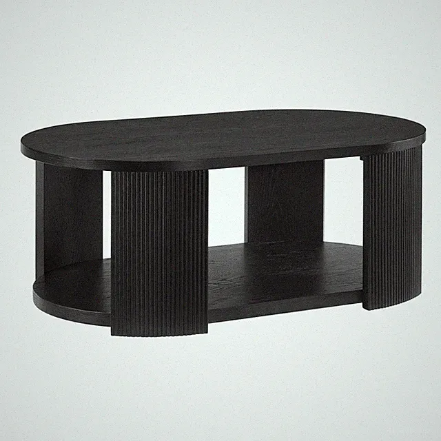 ROME + OAK Euclid Coffee Table, Rustic Wood Living Room Centerpiece, Black