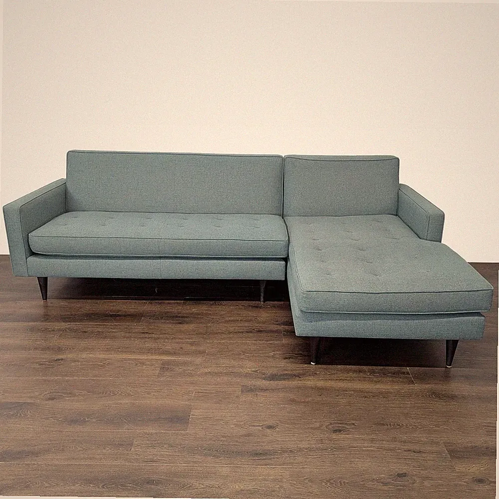 Room and Board Reese Modern Blue Sectional Sofa with Chaise