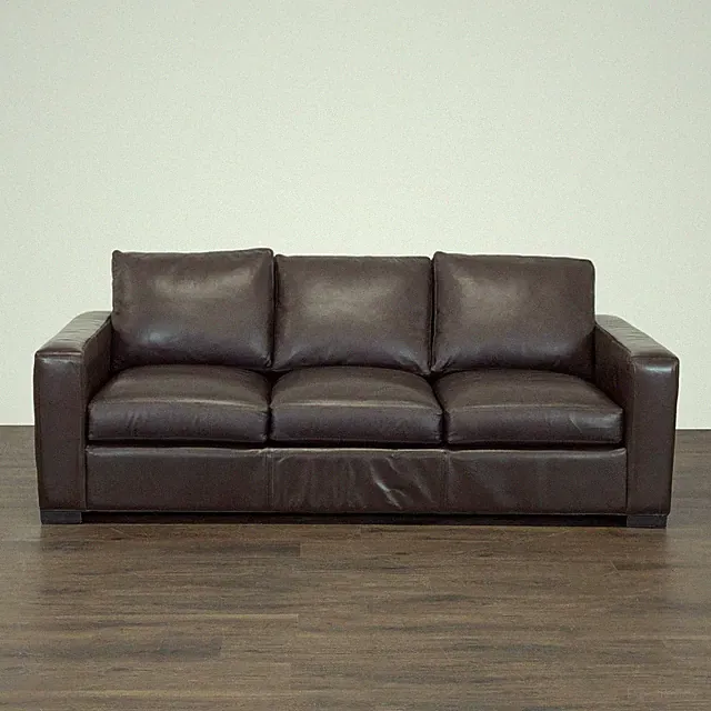 Room & Board Brown Leather Sleeper Sofa with Pull-Out Bed