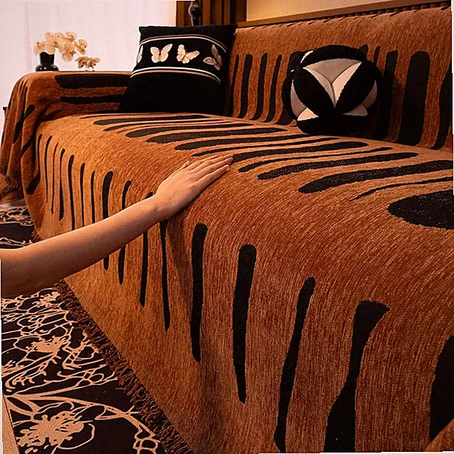 ROOMLIFE Dark Brown Couch Cover 3 Cushion Sofa Washable Non Slip 71''X150'' | Fu