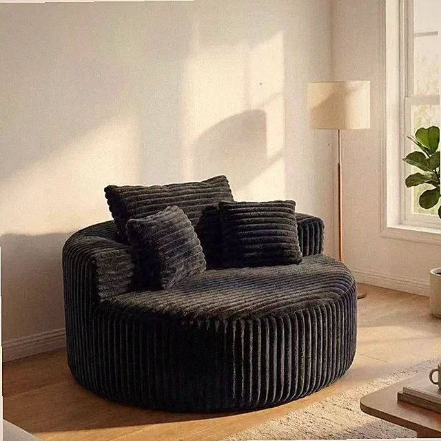 Round Modular Chaise Lounge Sofa,55" Oversized Corduroy Upholstered Circular Sof