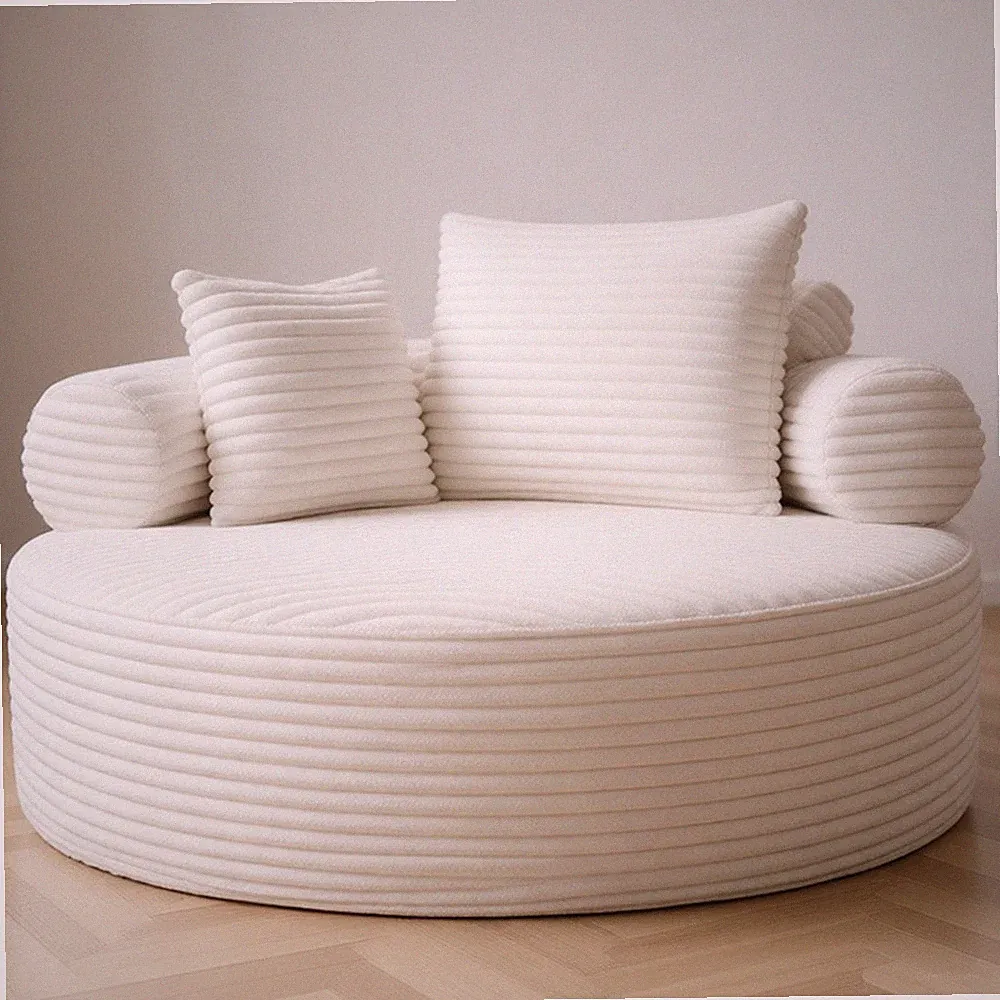 Round Sofa Bed w/Memory Foam Sectional Couches for Living Room,Cloud Couch w/