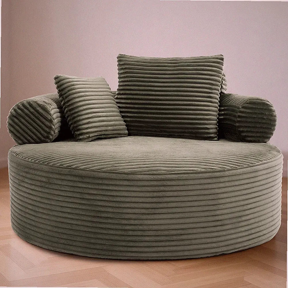 Round Sofa Bed w/Memory Foam Sectional Couches for Living Room,Cloud Couch w/thr