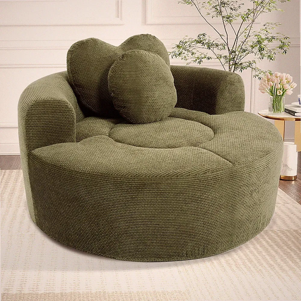 Round Sofa Bed with Memory Foam Sectional Couches for Living Room, Cloud Cou