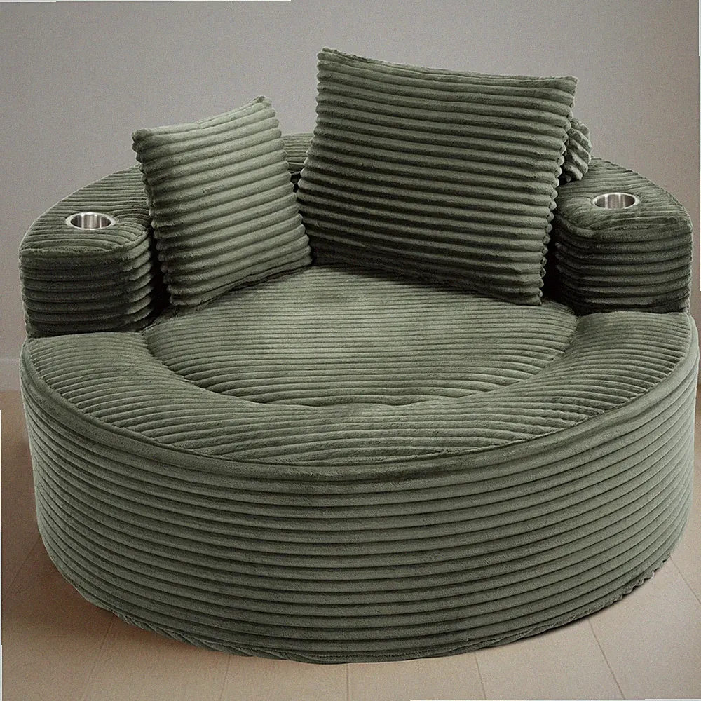 Round Sofa Bed with Memory Foam Sectional Couches for Living Room, Cloud Couch w