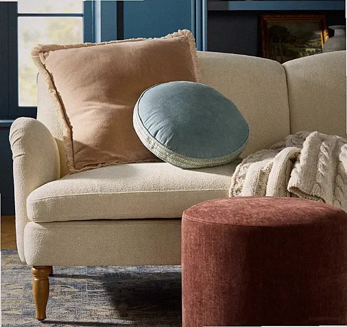 Round Velvet Throw Pillow Blue - Soft Decorative Accent Pillow for Sofa Bed