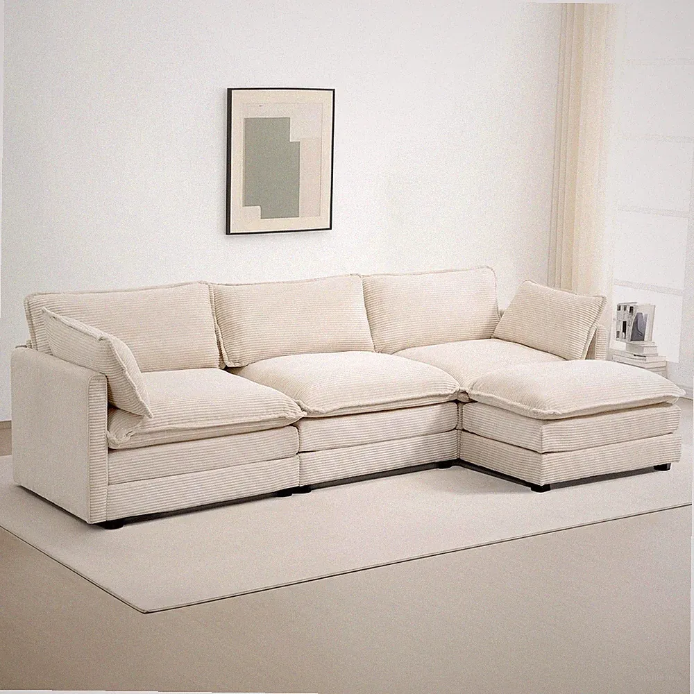 ROWHY Oversized Modular Sectional Sofa with Movable Ottoman, 112 Inch 4 Seat Mod