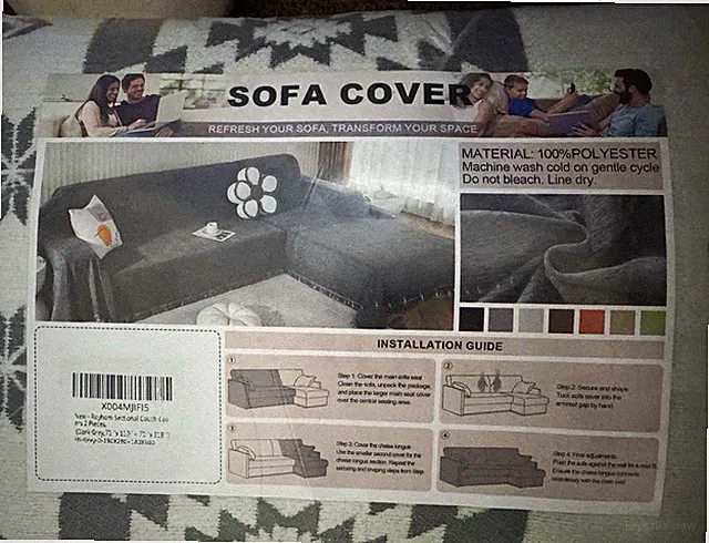 Royal Room Sectional Sofa Cover 2-Piece Gray Geometric 100% Polyester