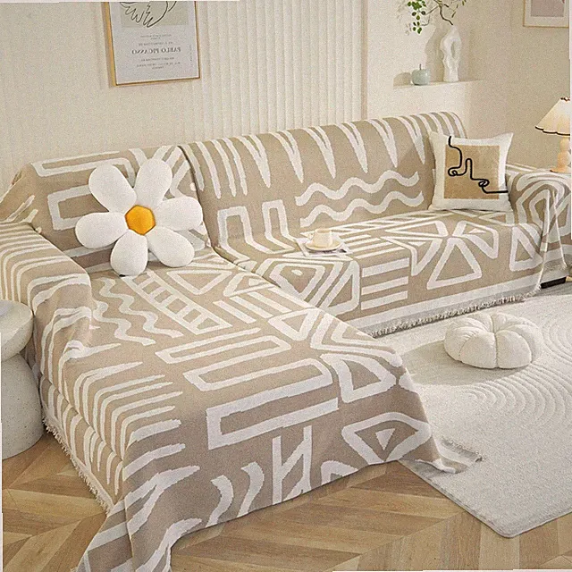 Royhom L-Shaped Sectional Couch Covers 2-Piece Khaki