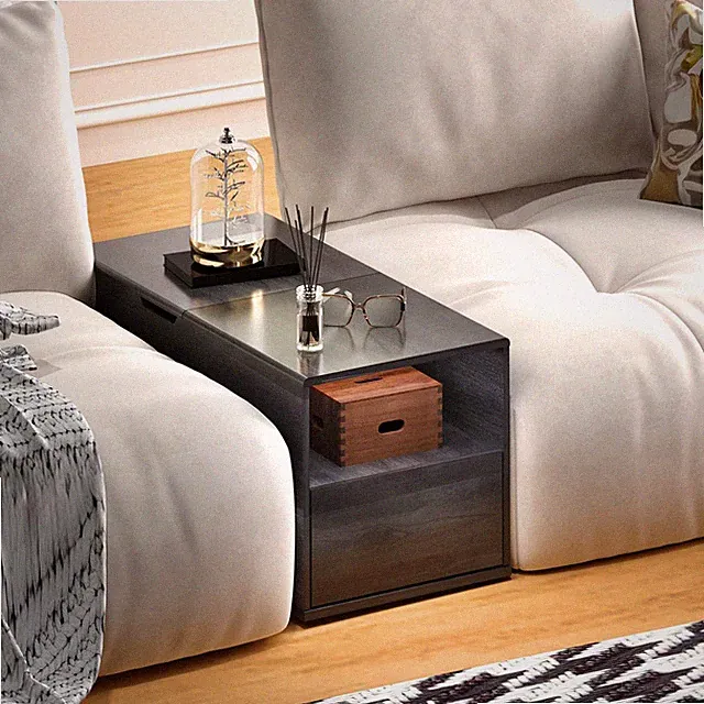 Rresyet Narrow Height Adjustable End Table for Couch with Storage, Drawer & O...