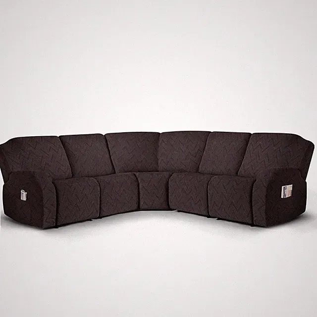 Ruaozz L Shape 5 Seat Sectional Sofa Covers with Pockets - Chocolate