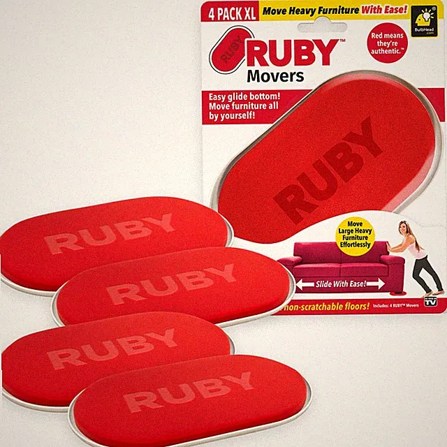 Ruby Movers Furniture Sliders For Carpet, As Seen on TV, Effortlessly Move