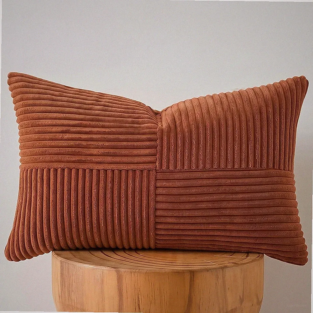 Rust Lumbar Decorative Throw Pillow Covers 12X20 Inch for Couch Bed Sofa, Rustic