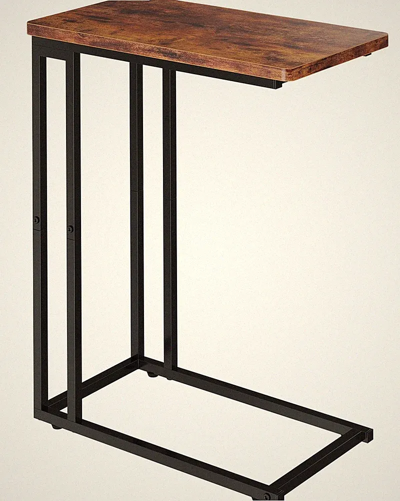 Rustic Brown C Shaped End Table Under Sofa Couch Bed Small Table Overbed