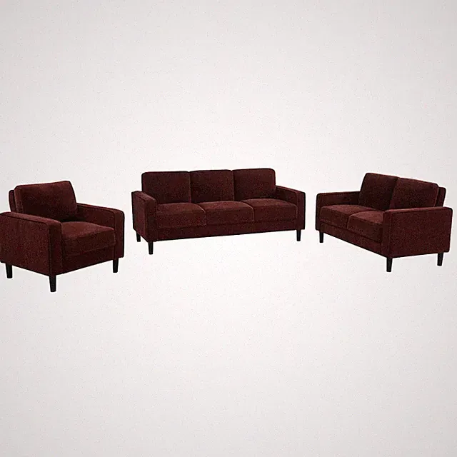 Ruth 3-piece Fabric Upholstered Track Arm Sofa Rust Red