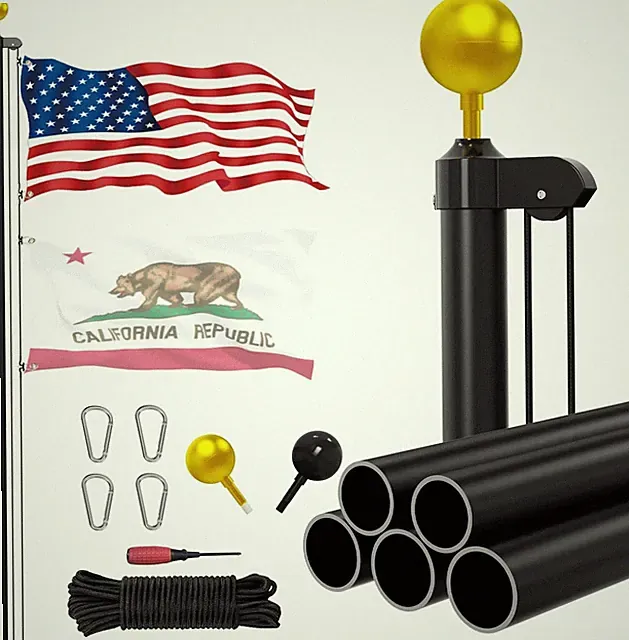 Ryzenthr 25 FT Flag Pole Kit for Outside, 14 Gauge Heavy Duty Flagpole Kit for Y