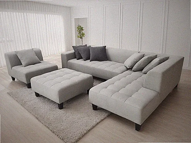 S1107RG 4-Piece Grey Microfiber Fabric Sectional Sofa Set (Custom made options)