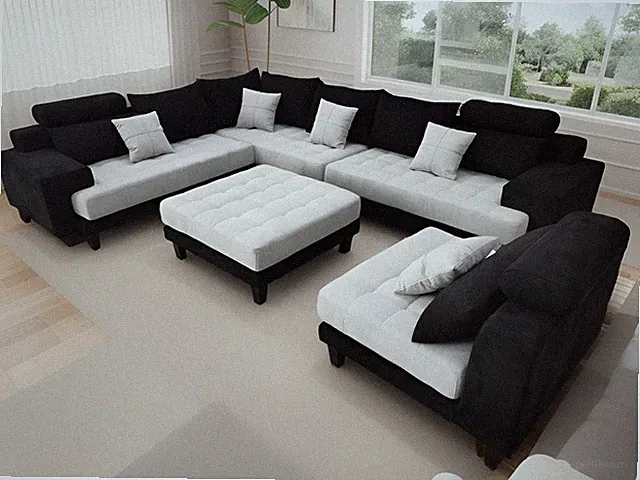 S150DBG 5 Pcs Reversible U shaped Microfiber Fabric Sectional Sofa Set