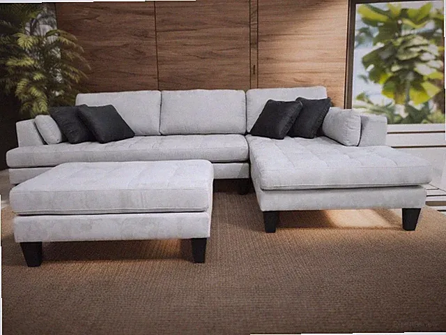 S168RG 3 Pcs Modern Grey Microfiber Sectional Sofa Set (Custom made options)