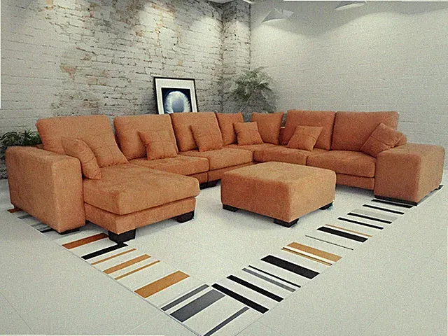S2606 5PC NEW MODERN MICROFIBER FABRIC U SECTIONAL SOFA SET (Custom made option)