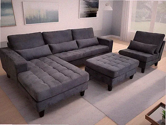 S6839LDG 4 pcs Modern Dark Grey Microfiber Sectional Sofa Set (Custom Options)