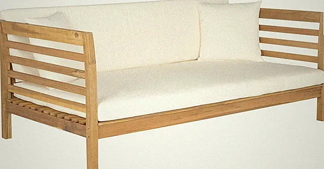 Safavieh Outdoor Collection Malibu Brown/ Taupe Acacia Wood Cushioned Daybed