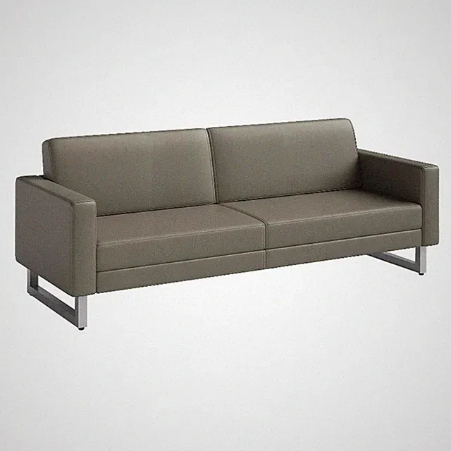 Safco Contemporary Lounge Sofa Gray Vinyl Metal Mirella Legs