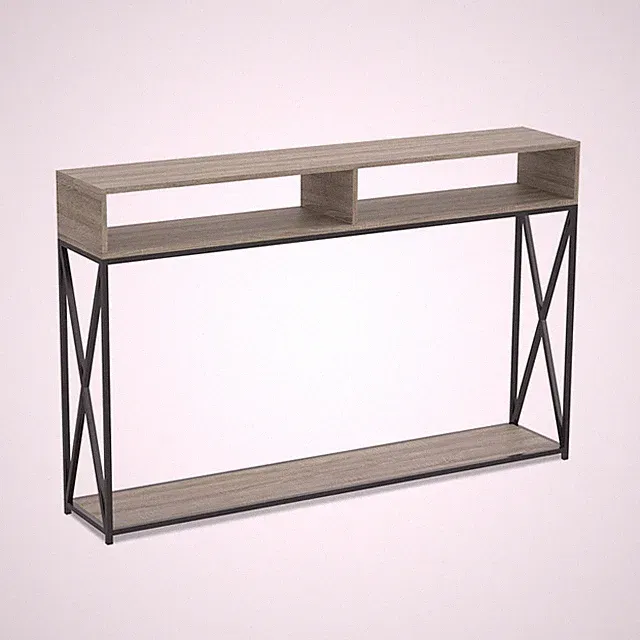 Safdie Co. - Dark Taupe Farmhouse Entry Table 2 Open Shelves Console Tables For