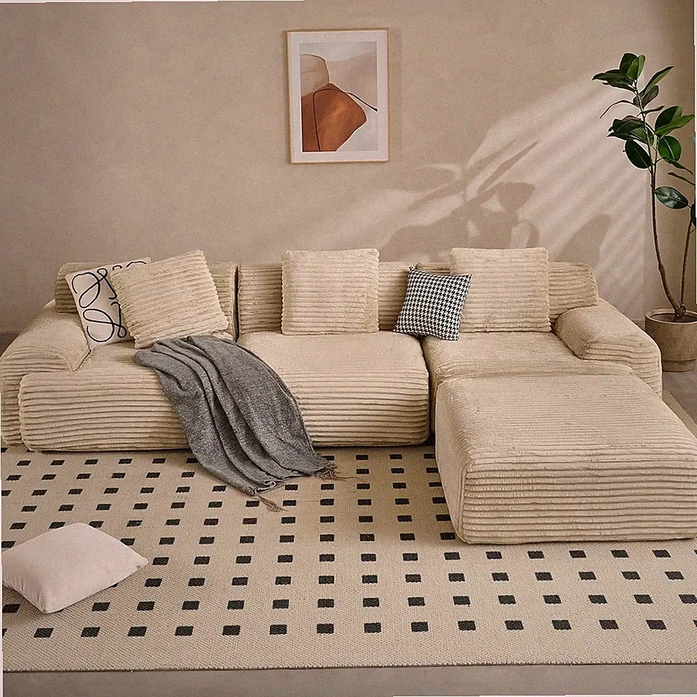 Sage Green 113" Cloud Sectional Sofa with Memory Foam & Wide Armrests