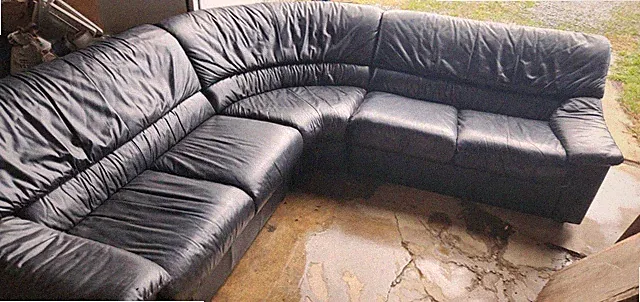 Salotti 3 Piece Black Sectional Sofa Curved Wall Corner Made In Italy