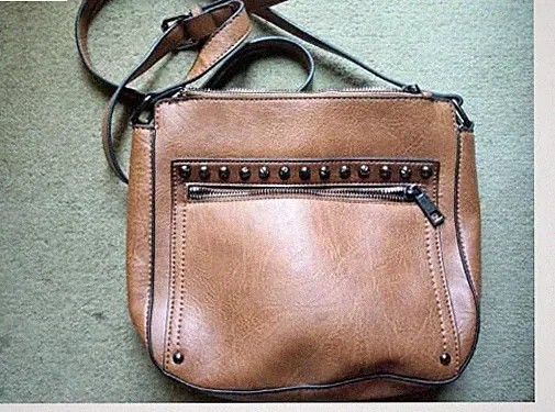 Sam & Hadley Leather Cognac NWOT Crossbody Handbag Multi Sections