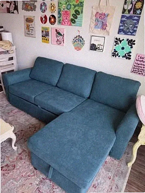 Samantha Upholstered Sleeper Sofa Sectional w/Storage Chaise