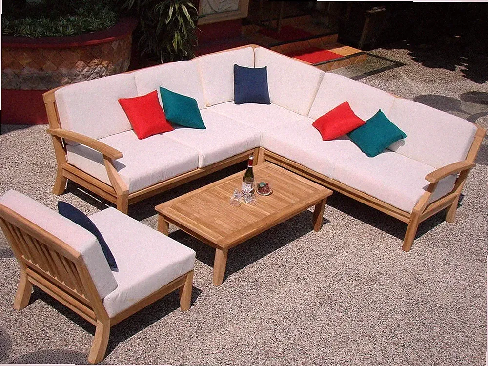 Samurai Grade-A Teak Wood 5 pc Outdoor Garden Patio Sectional Sofa Lounge Set