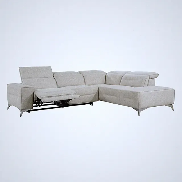 SAND CHENILLE POWER HEADRESTS RECLINING SOFA SECTIONAL LIVING ROOM FURNITURE