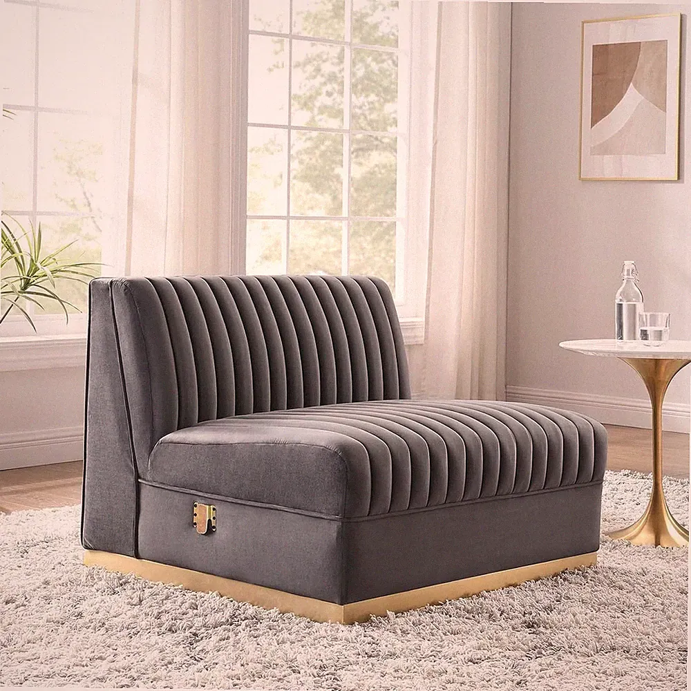 Sanguine Channel Tufted Upholstered Performance Velvet Modular Sectional Sofa Ar
