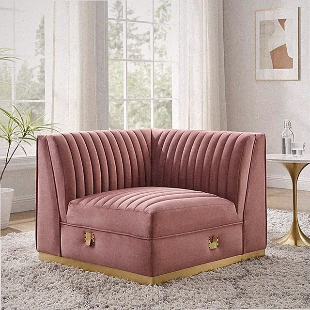 Sanguine Modular Sectional Sofa Left Corner Chair in Dusty Rose