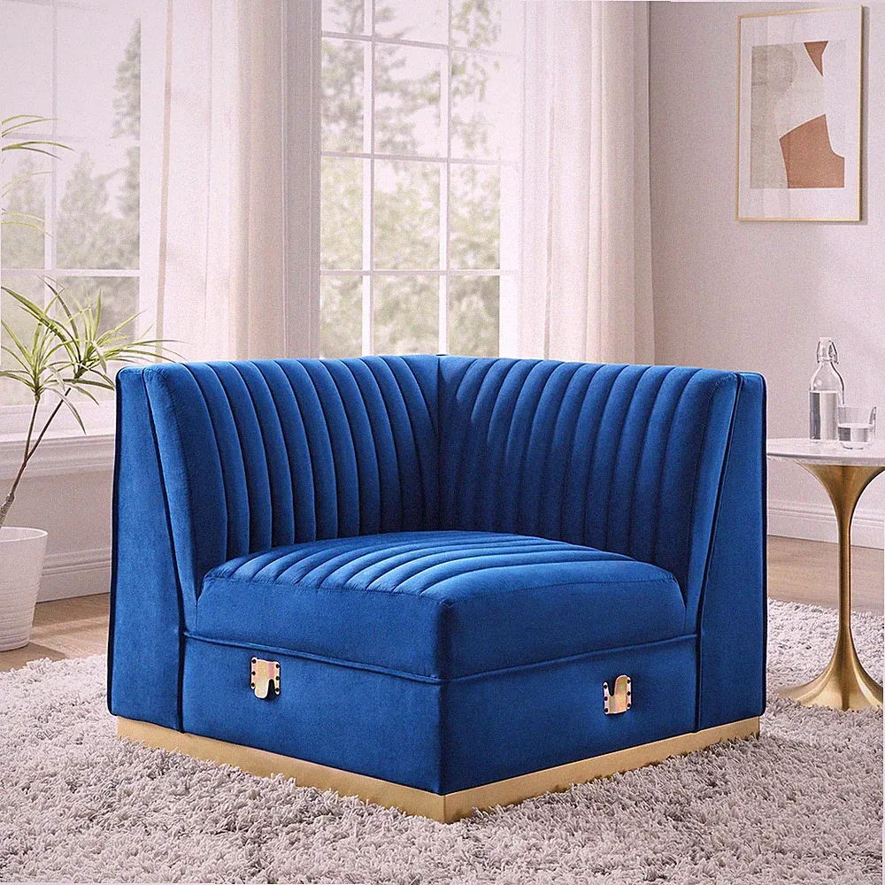 Sanguine Modular Sectional Sofa Left Corner Chair in Navy Blue