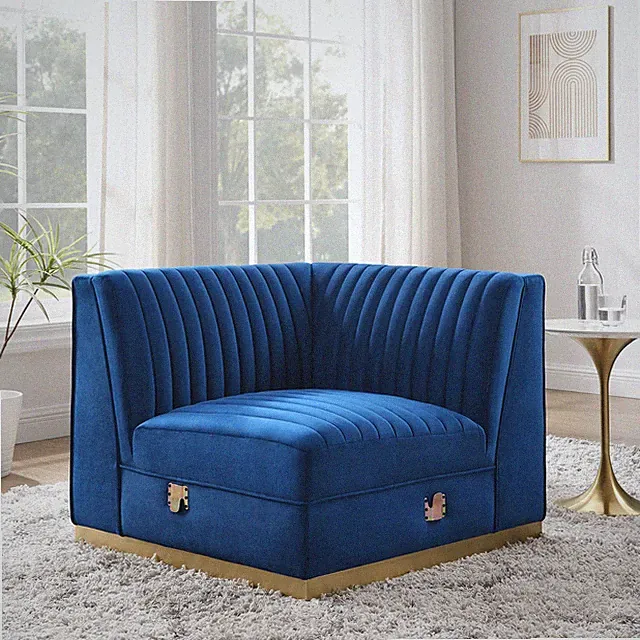 Sanguine Modular Sectional Sofa Right Corner Chair in Navy Blue